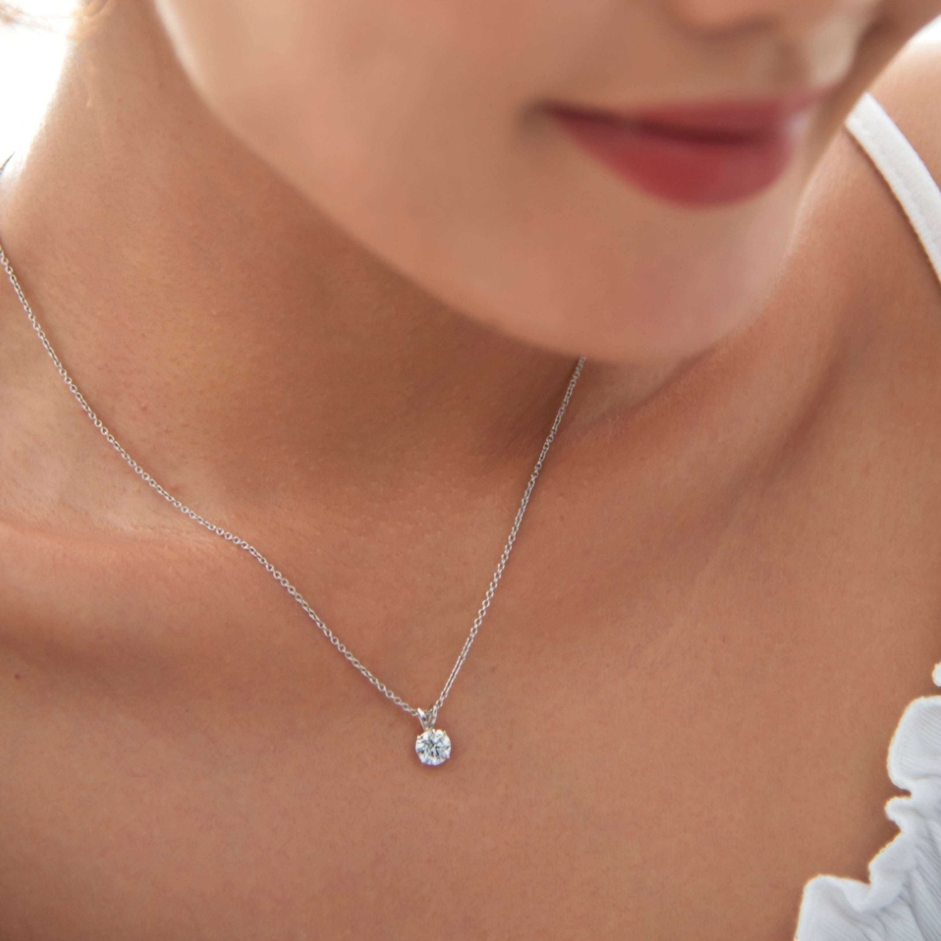 Moissanite Solitaire Pendant 1 Ct - D Colour - VVS1 - 925 Silver w/ 18k White Gold Plating